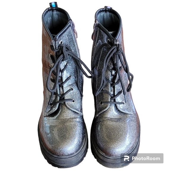 Patrizia Poweress Chunky Platform Gunmetal Metallic Combat Boots EU 36/US 6 - Picture 4 of 11